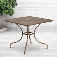 Flash Furniture CO-6-GD-GG 35.5" Steel Patio Table in Gold